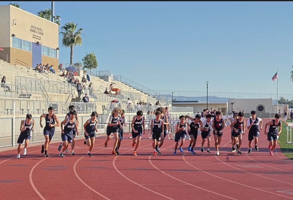 Northwood runners leaving the line at Nathan Shapell Memorial Stadium